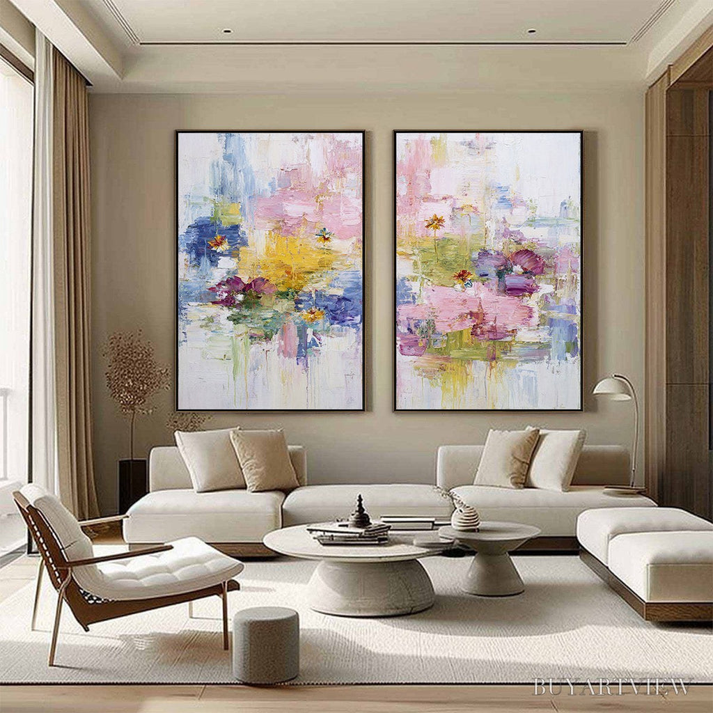 ARTOVITAS Reflections in Bloom – Colorful Abstract Floral Palette Knife Painting Set - image 4