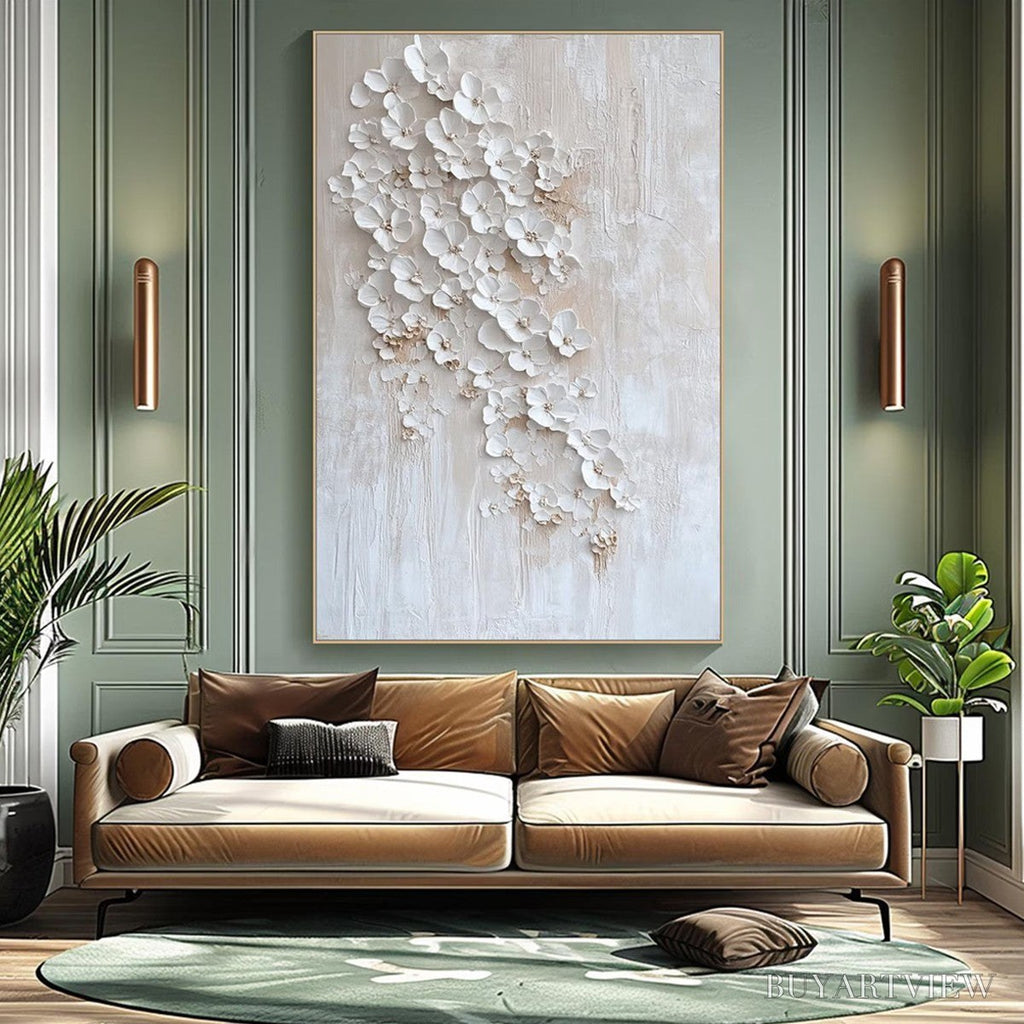ARTOVITAS Blossom Cascade – Textured Wabi Sabi 3D Flower Painting - image 2