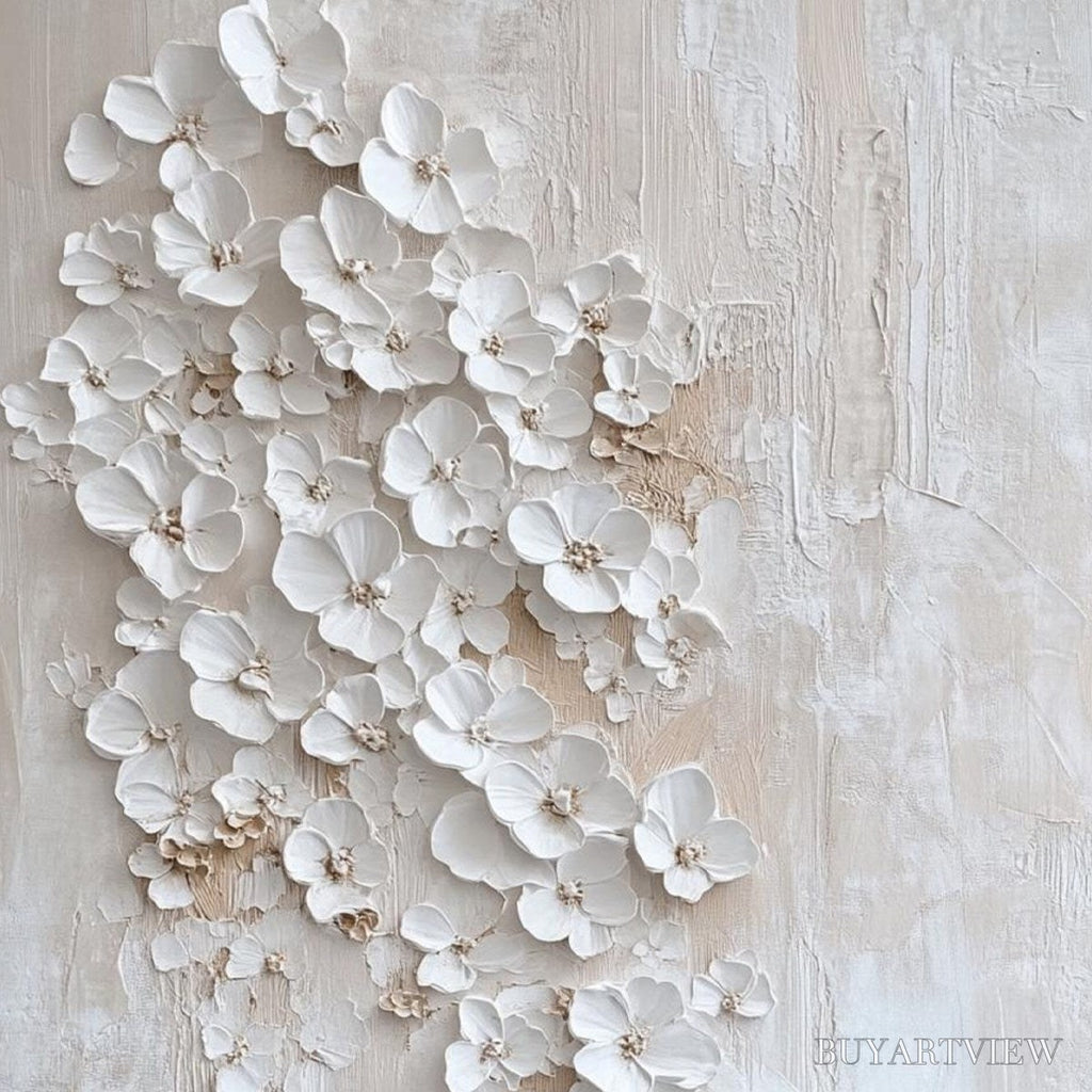 ARTOVITAS Blossom Cascade – Textured Wabi Sabi 3D Flower Painting - image 3