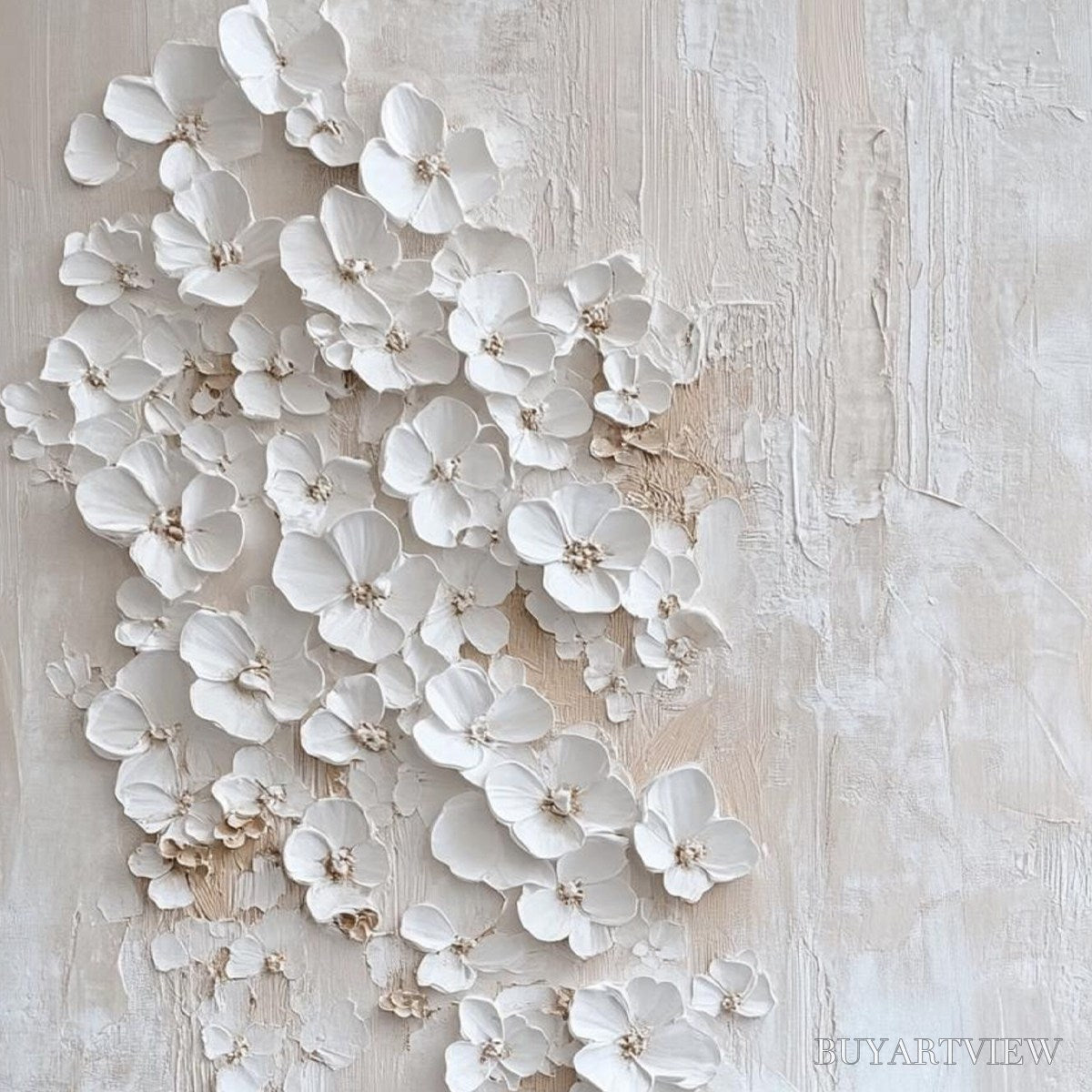 ARTOVITAS Blossom Cascade – Textured Wabi Sabi 3D Flower Painting - image 3