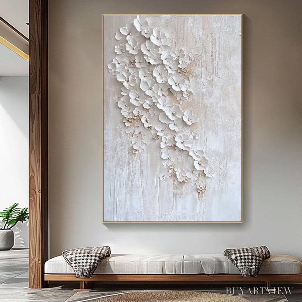 ARTOVITAS Blossom Cascade – Textured Wabi Sabi 3D Flower Painting - image 4