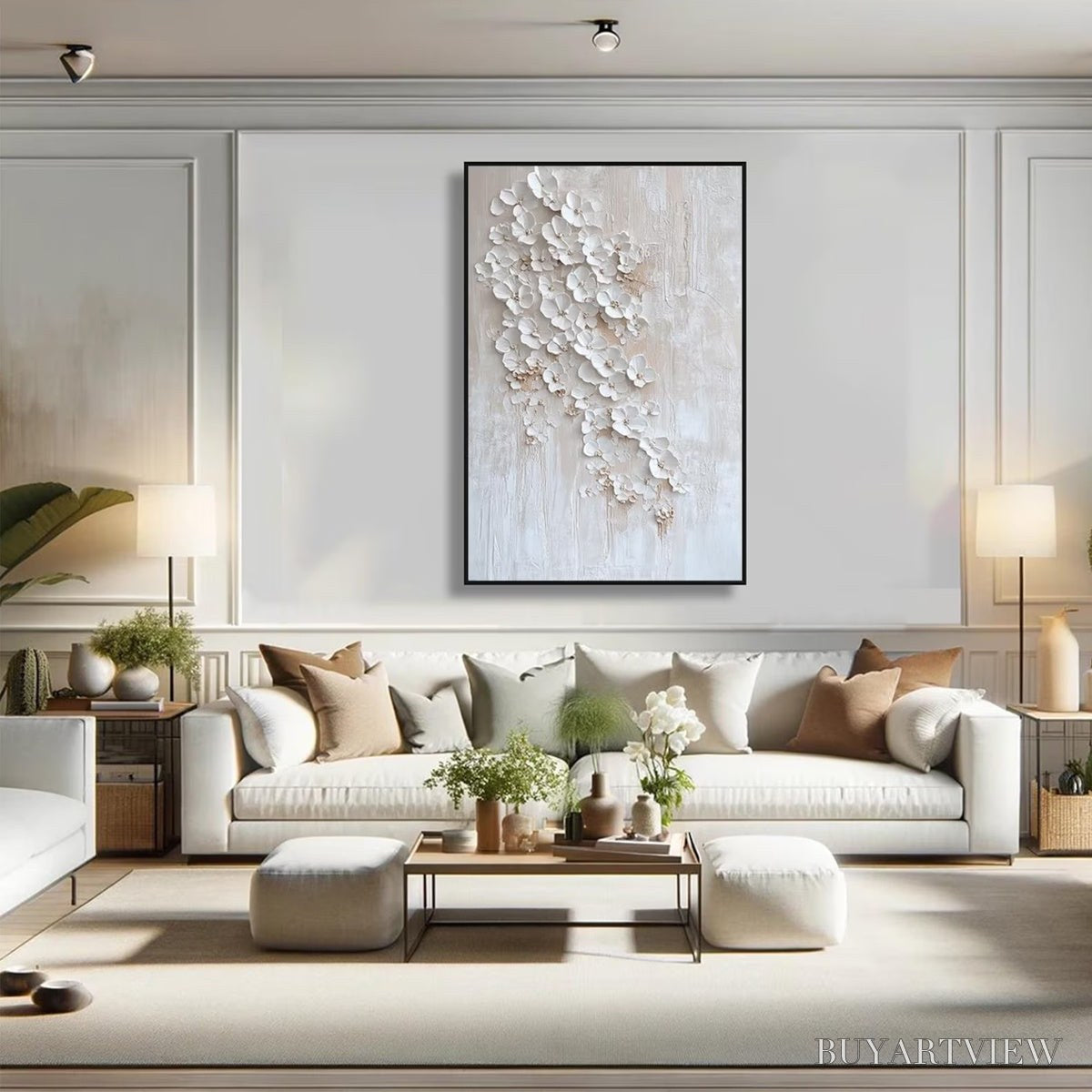 ARTOVITAS Blossom Cascade – Textured Wabi Sabi 3D Flower Painting - image 5