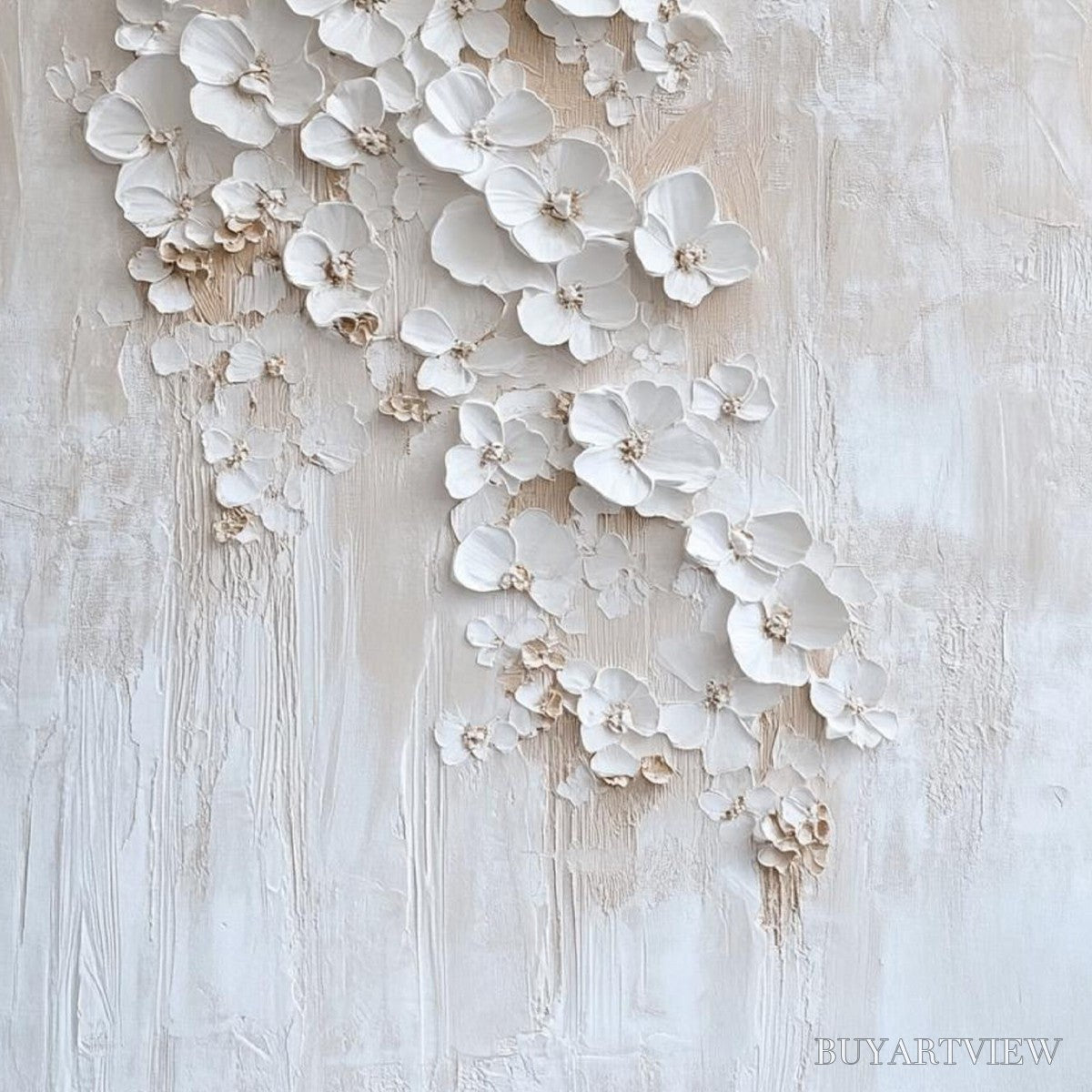 ARTOVITAS Blossom Cascade – Textured Wabi Sabi 3D Flower Painting - image 6