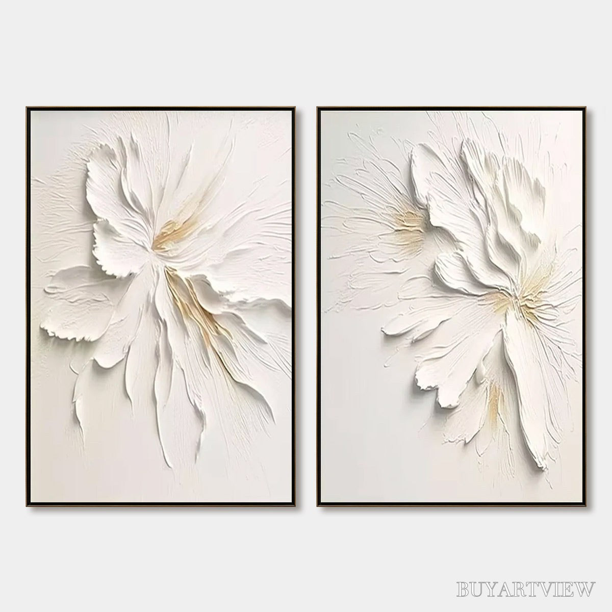 ARTOVITAS Ivory Whispers – Textured White Floral Impasto Painting Set - image 1