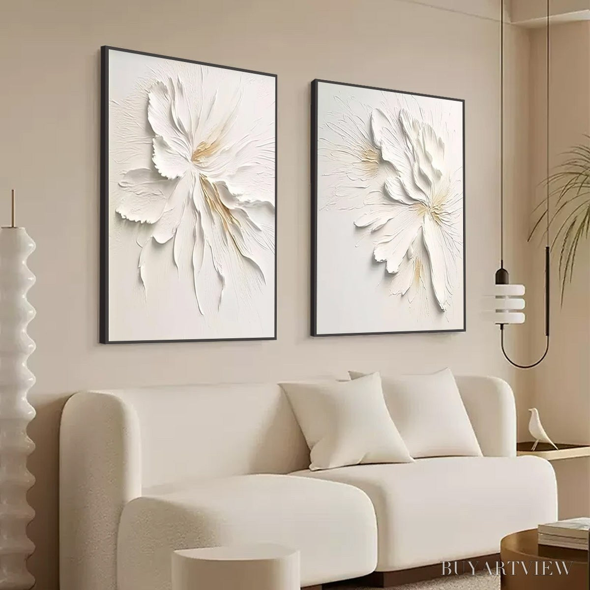 ARTOVITAS Ivory Whispers – Textured White Floral Impasto Painting Set - image 5