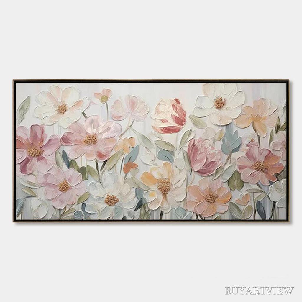 ARTOVITAS Bloom Whisper – Textured Pastel Floral Oil Painting - image 1