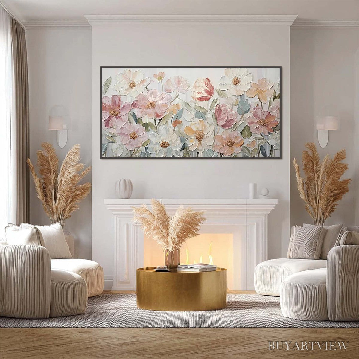 ARTOVITAS Bloom Whisper – Textured Pastel Floral Oil Painting - image 2