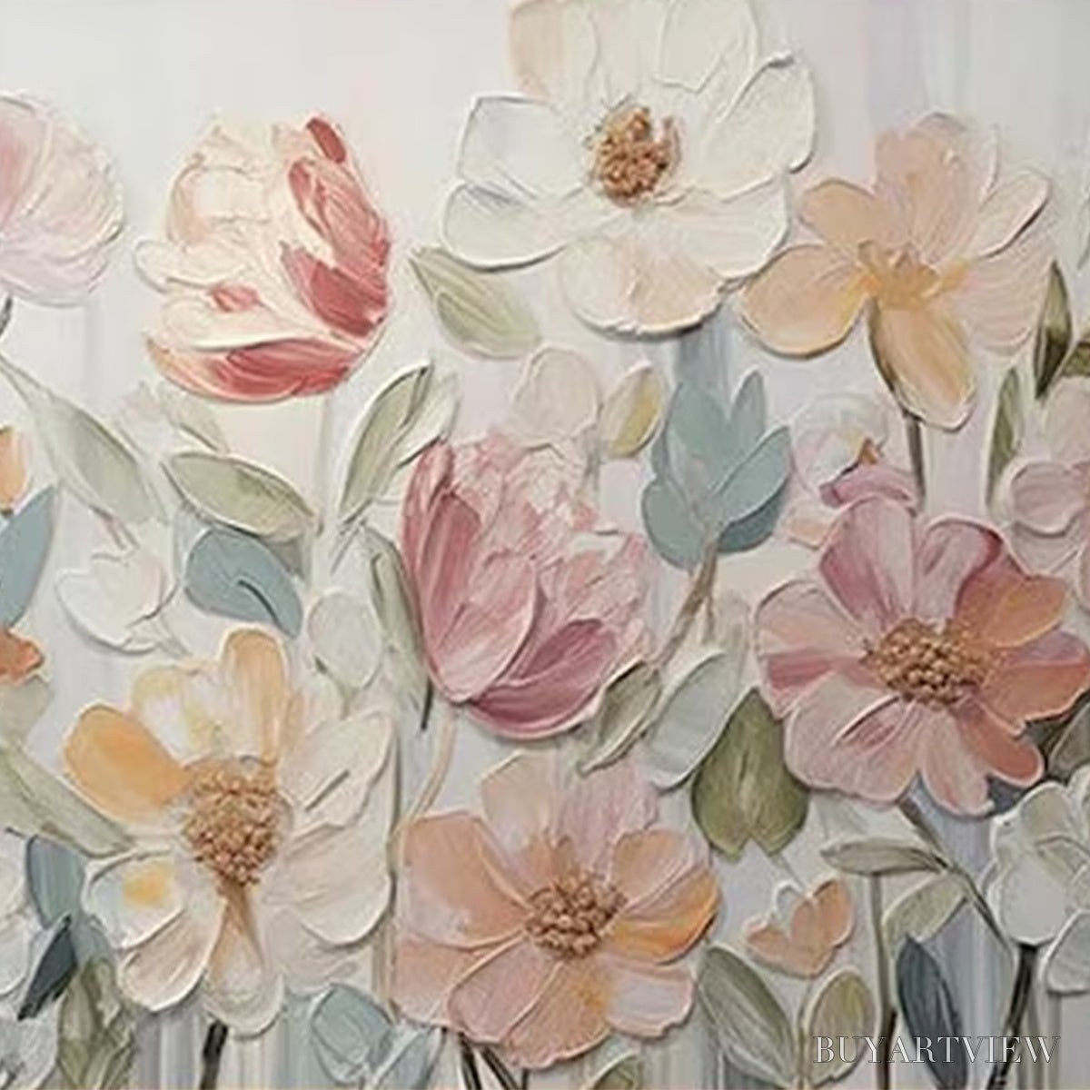 ARTOVITAS Bloom Whisper – Textured Pastel Floral Oil Painting - image 3