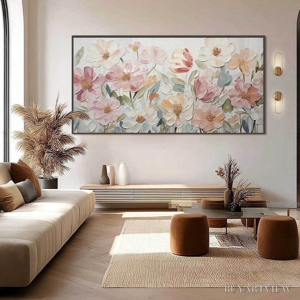 ARTOVITAS Bloom Whisper – Textured Pastel Floral Oil Painting - image 4