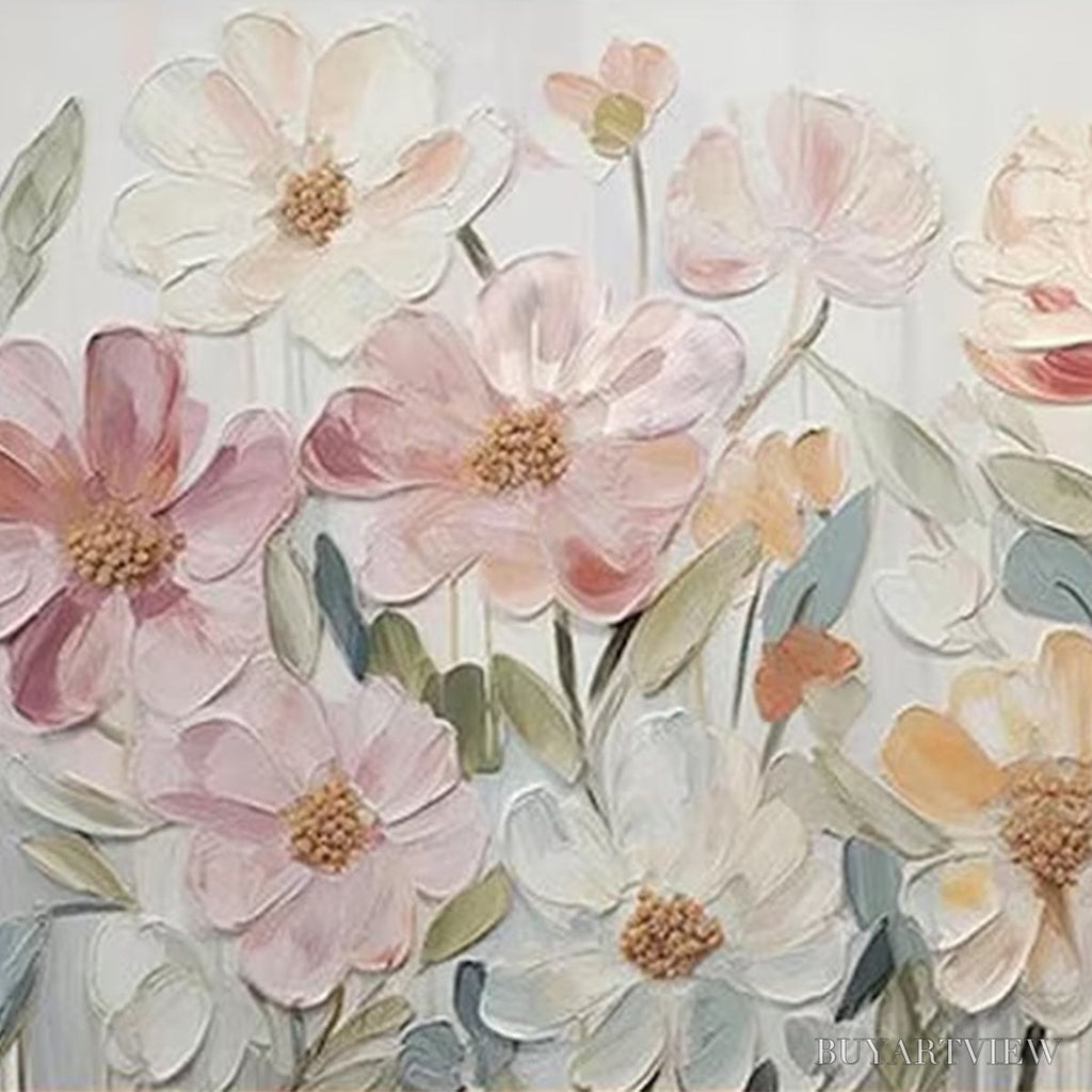 ARTOVITAS Bloom Whisper – Textured Pastel Floral Oil Painting - image 5