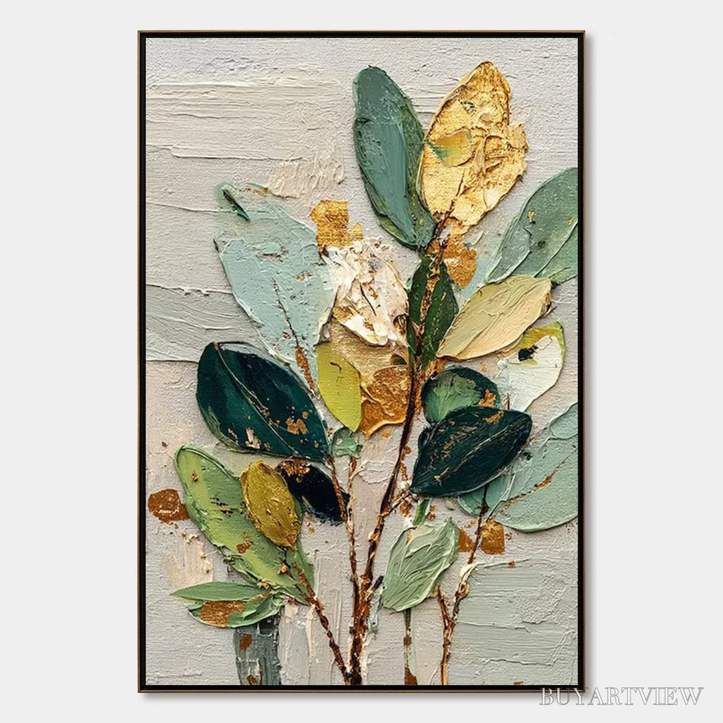 ARTOVITAS Gilded Botanica – Textured Palette Knife Floral Oil Painting - image 1