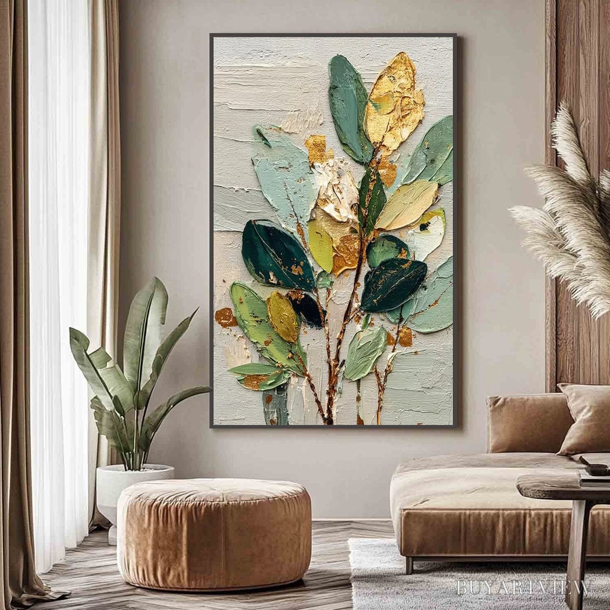 ARTOVITAS Gilded Botanica – Textured Palette Knife Floral Oil Painting - image 2