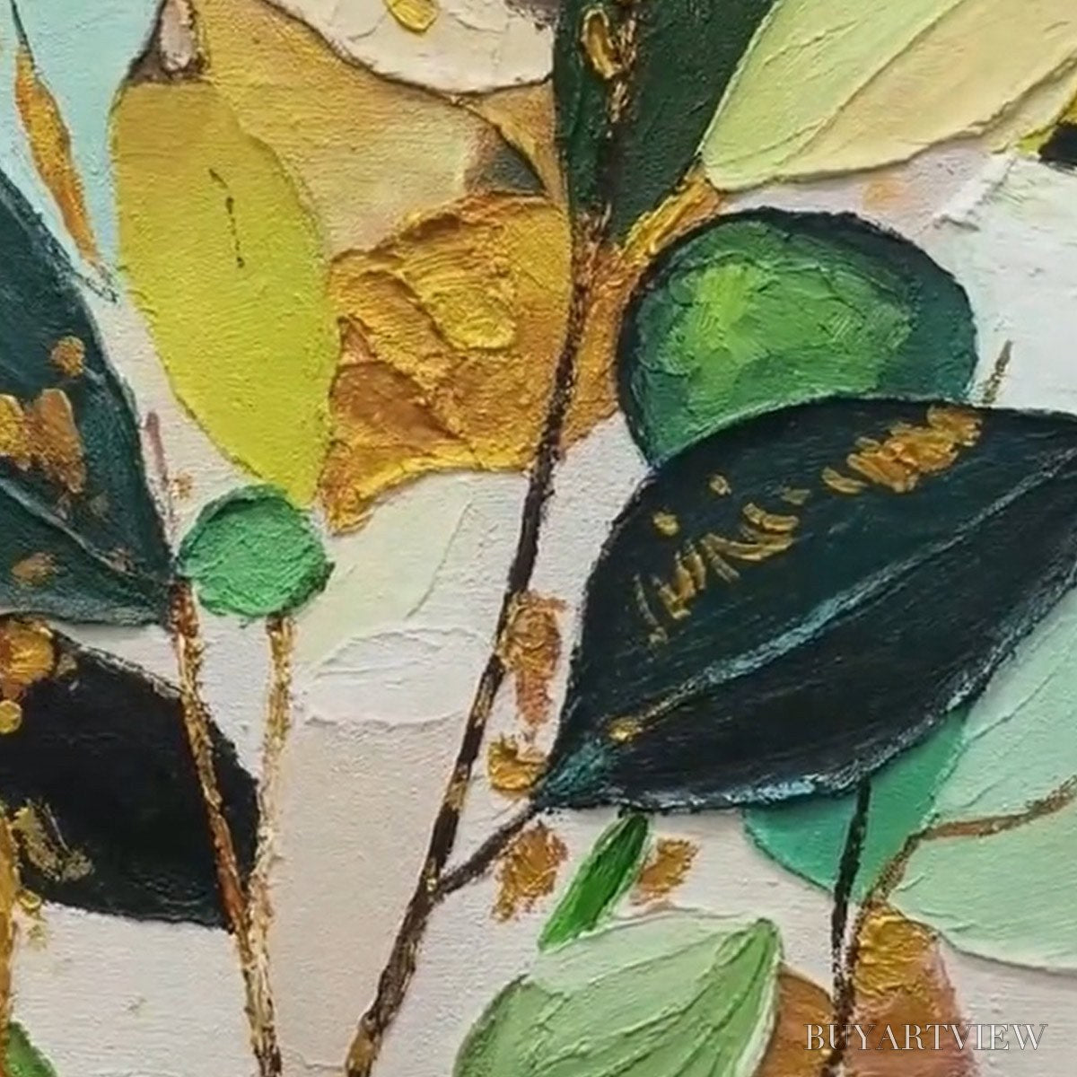 ARTOVITAS Gilded Botanica – Textured Palette Knife Floral Oil Painting - image 3