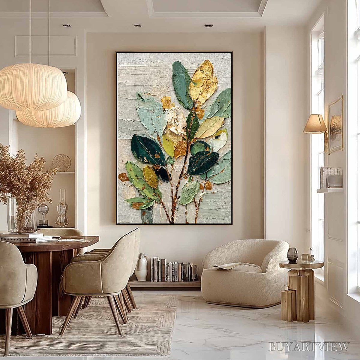 ARTOVITAS Gilded Botanica – Textured Palette Knife Floral Oil Painting - image 4