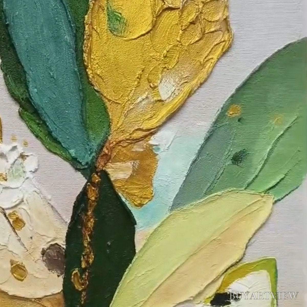 ARTOVITAS Gilded Botanica – Textured Palette Knife Floral Oil Painting - image 5