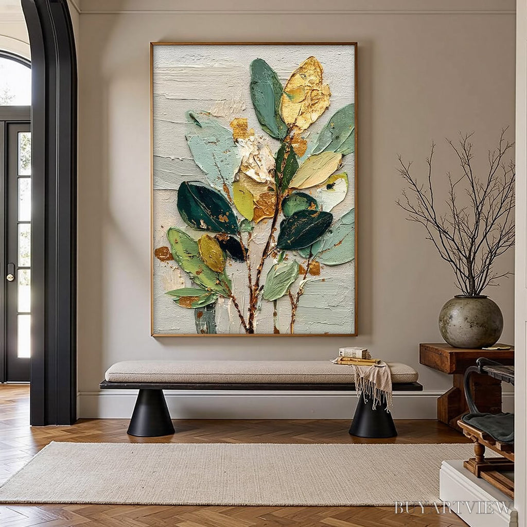 ARTOVITAS Gilded Botanica – Textured Palette Knife Floral Oil Painting - image 6
