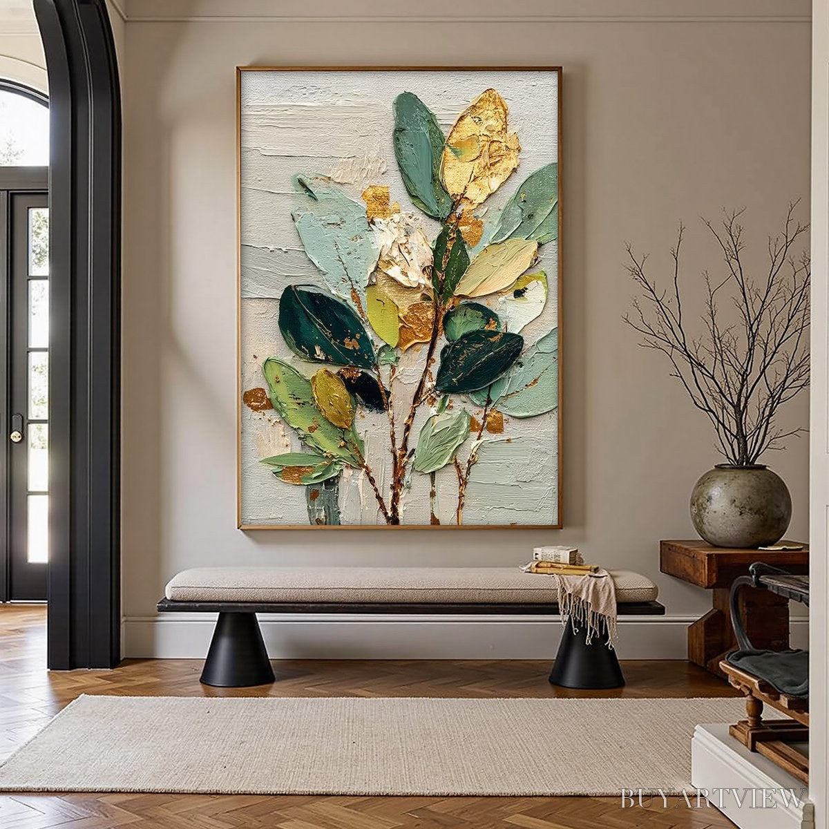 ARTOVITAS Gilded Botanica – Textured Palette Knife Floral Oil Painting - image 6