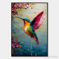 ARTOVITAS Nectar Flight – Vibrant Impressionist Hummingbird Floral Oil Painting - image 1