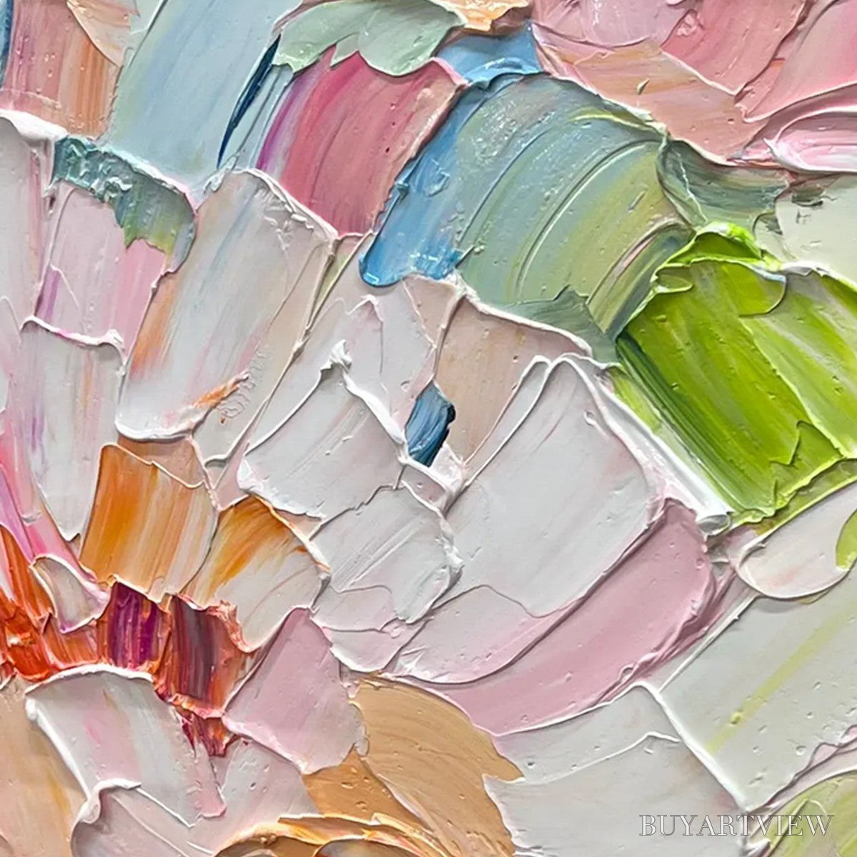 ARTOVITAS Blossom Chorale – Textured Impressionist Floral Diptych Oil Painting - image 6