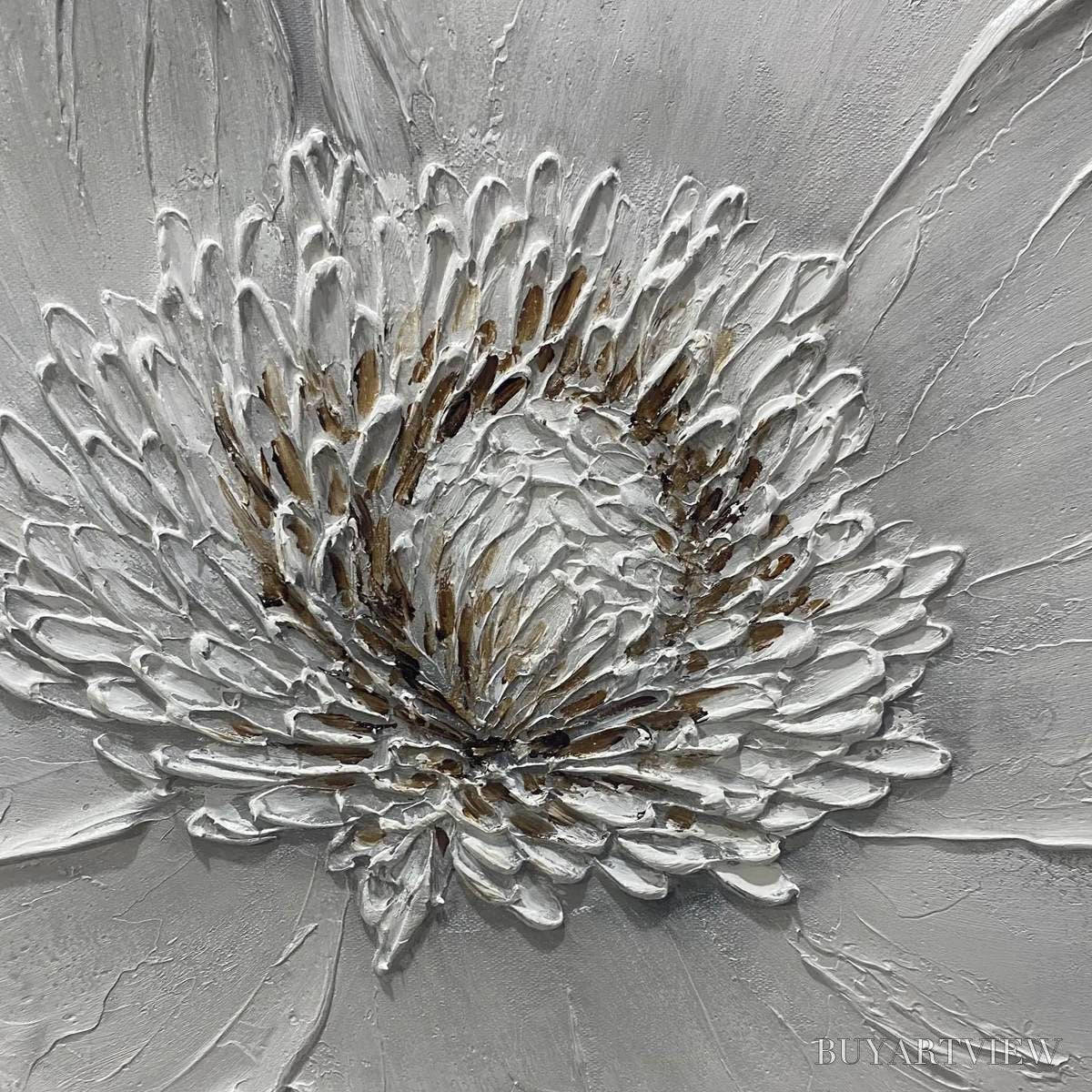 ARTOVITAS Ivory Bloom – Minimalist Textured Floral Oil Painting - image 4