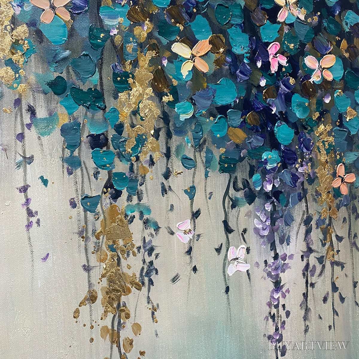 ARTOVITAS Ready to Ship | Cascade – Panoramic Floral and Butterfly Oil Painting - image 4