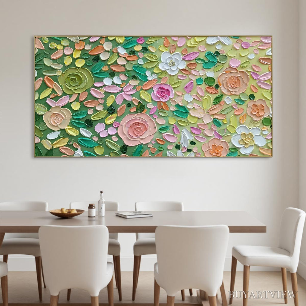 ARTOVITAS Ready to Ship | Garden Rhapsody | 28''X56'' | 70x140cm | Gold Frame - image 1