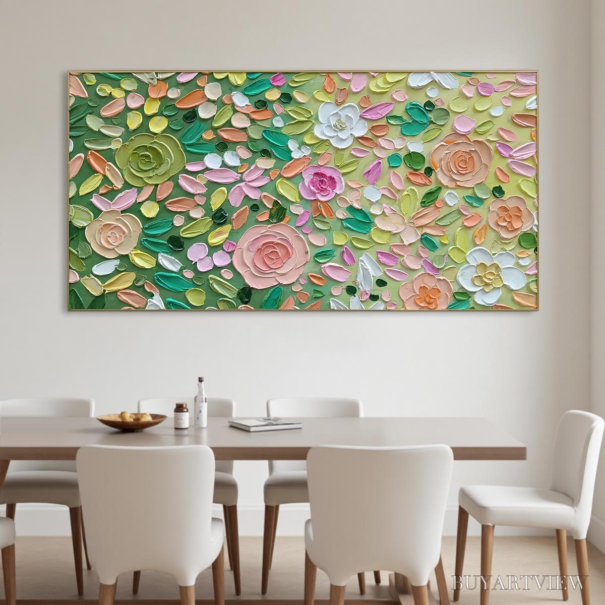 ARTOVITAS Ready to Ship | Garden Rhapsody | 28''X56'' | 70x140cm | Gold Frame - image 1