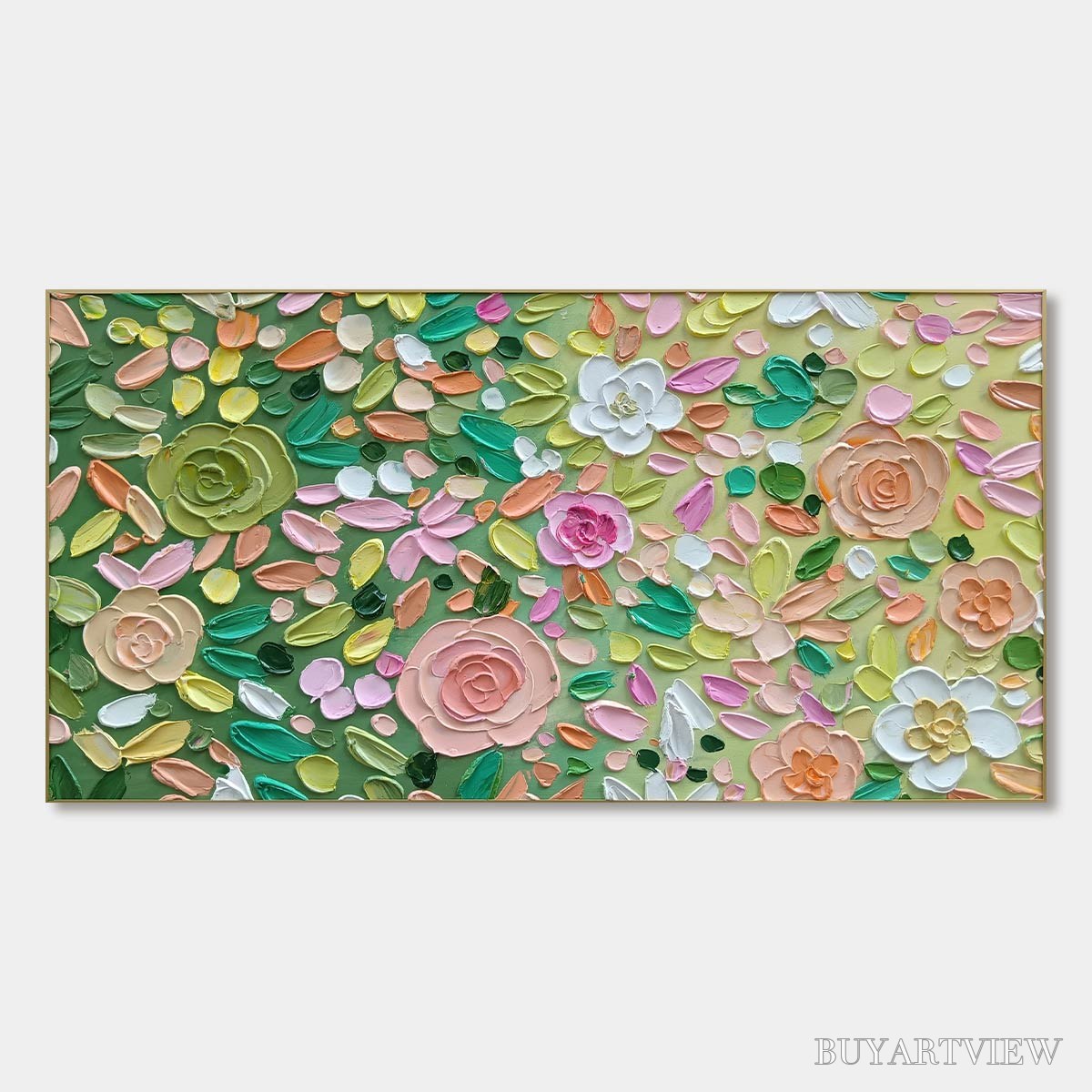 ARTOVITAS Ready to Ship | Garden Rhapsody | 28''X56'' | 70x140cm | Gold Frame - image 3