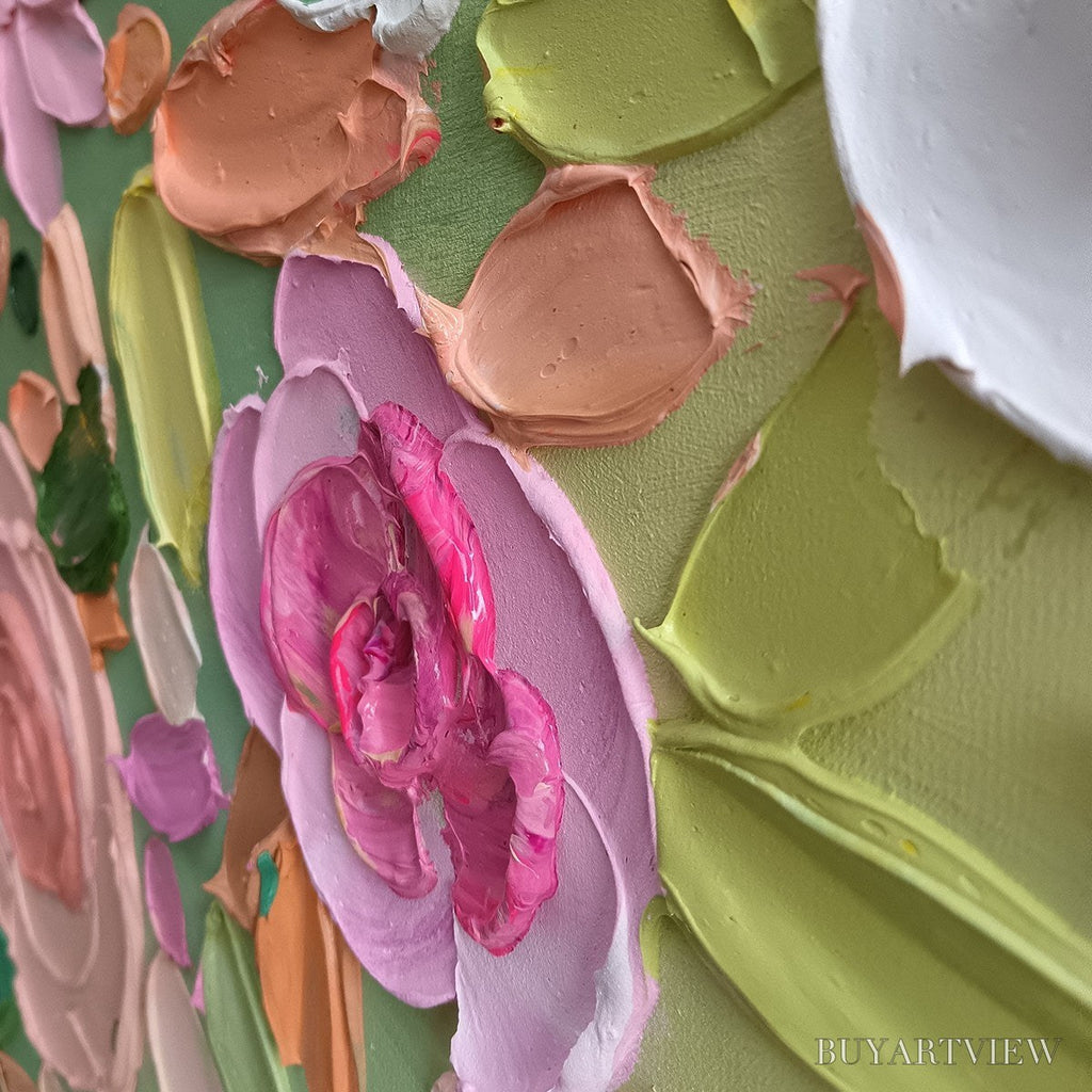 ARTOVITAS Ready to Ship | Garden Rhapsody | 28''X56'' | 70x140cm | Gold Frame - image 4