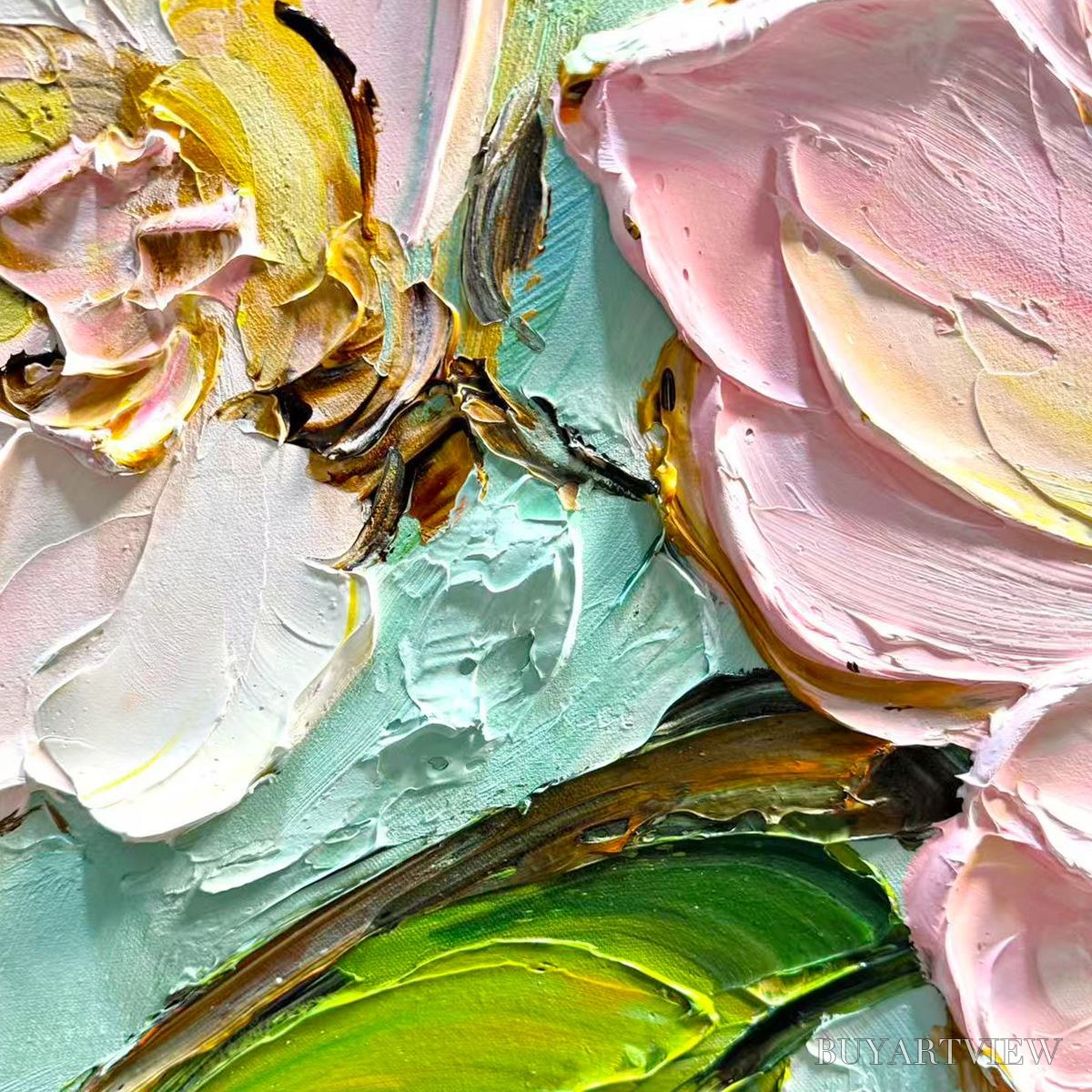 ARTOVITAS Ready to Ship | Blossom Serenade – Textured Impasto Floral Oil Painting - image 2