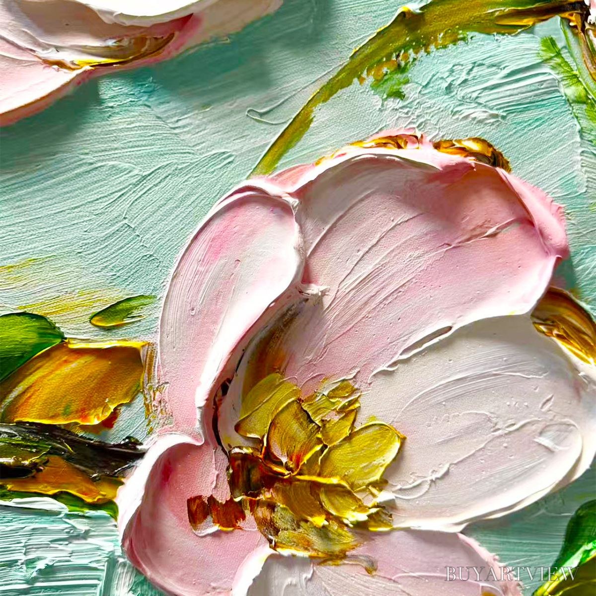 ARTOVITAS Ready to Ship | Blossom Serenade – Textured Impasto Floral Oil Painting - image 4