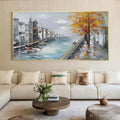 ARTOVITAS Ready to Ship | Parisian Autumn Stroll | 20''X40'' | 50x100cm | Gold Frame - image 1