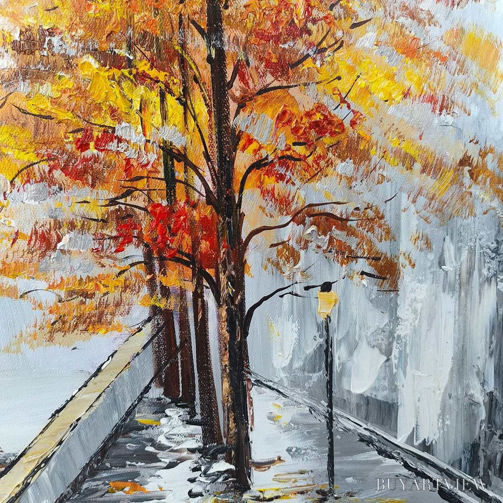 ARTOVITAS Ready to Ship | Parisian Autumn Stroll | 20''X40'' | 50x100cm | Gold Frame - image 4