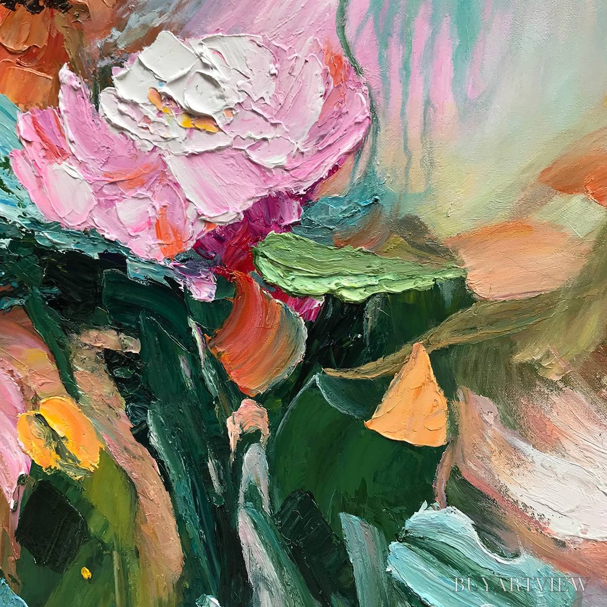 ARTOVITAS Ready to Ship | Blooming Romance – Impressionistic Floral Oil Painting - image 4