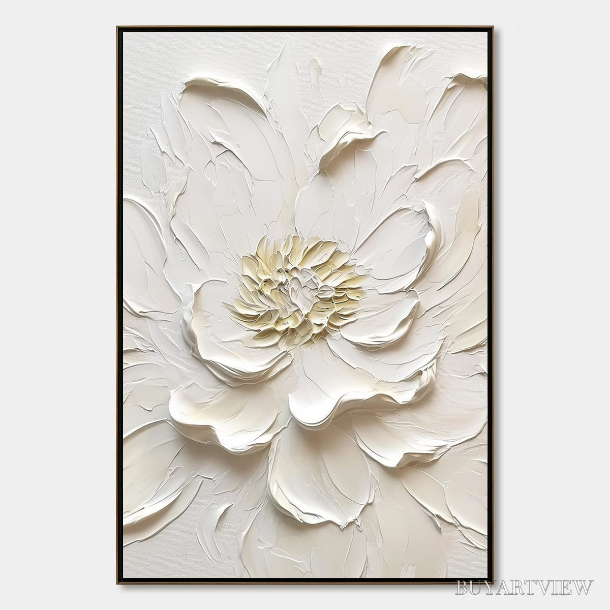 ARTOVITAS Alabaster Bloom – Textured Impasto Peony Flower Painting - image 1