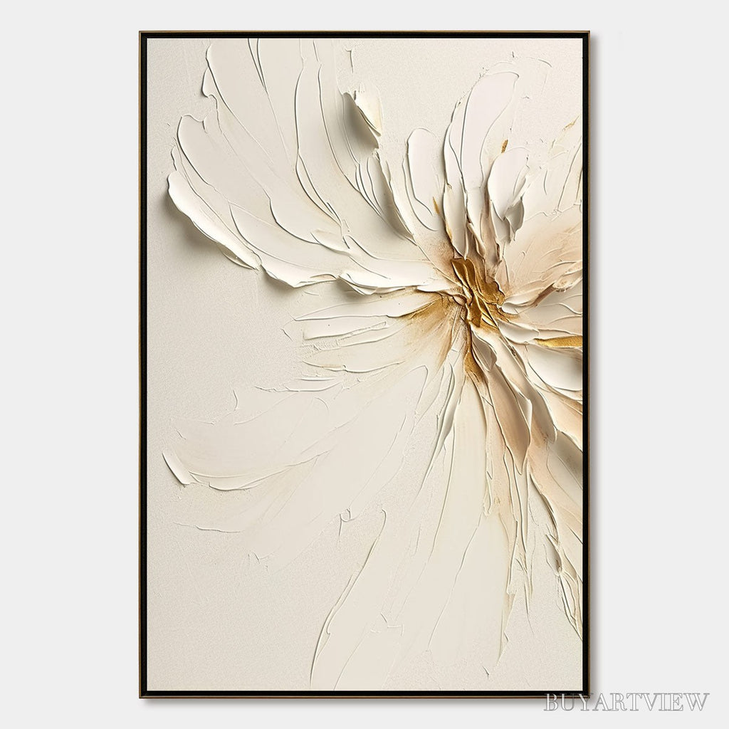 ARTOVITAS Golden Heart – Textured Impasto Abstract Floral Painting - image 1