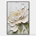 ARTOVITAS Ivory Petals – Textured Impasto Peony Painting - image 1