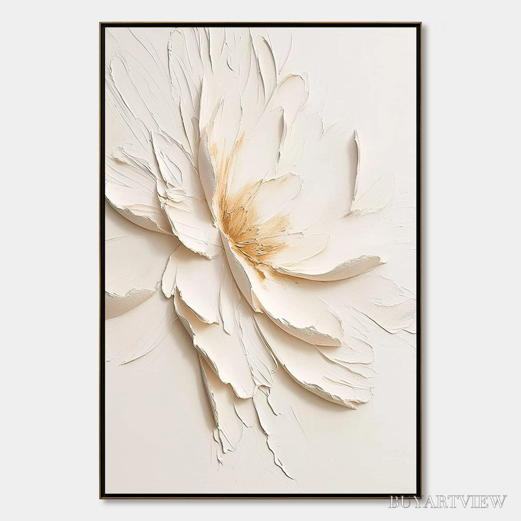 ARTOVITAS Alabaster Bloom – Textured Impasto Floral Oil Painting - image 1