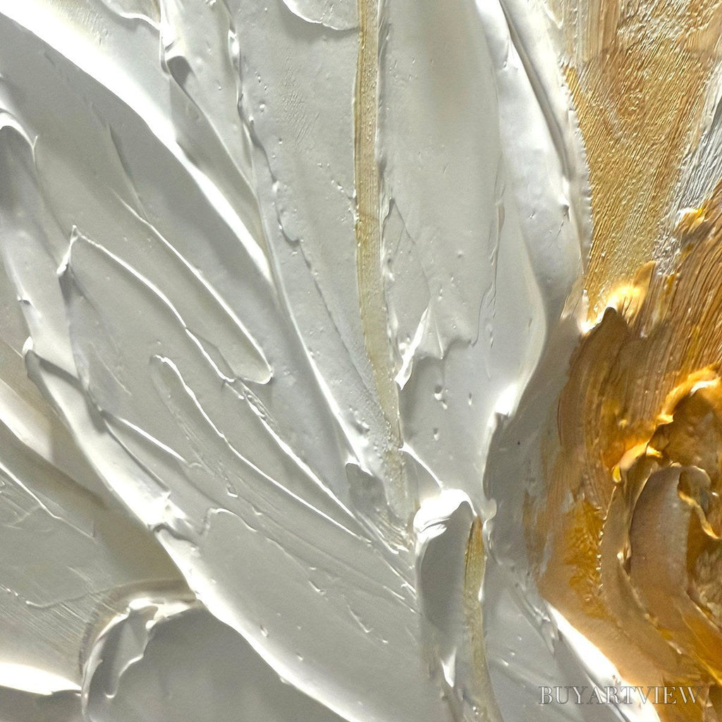 ARTOVITAS Alabaster Bloom – Textured Impasto Floral Oil Painting - image 4