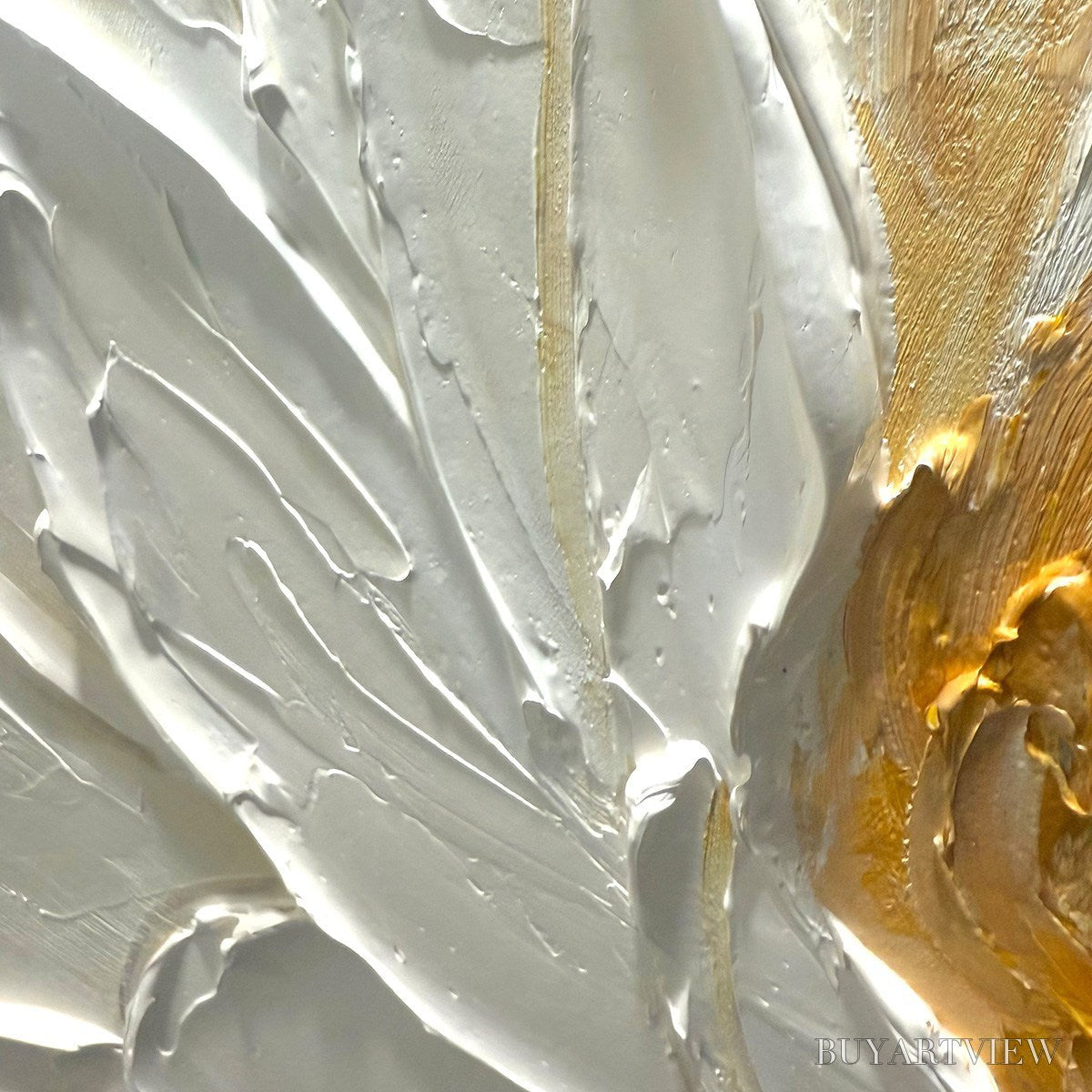 ARTOVITAS Alabaster Bloom – Textured Impasto Floral Oil Painting - image 4