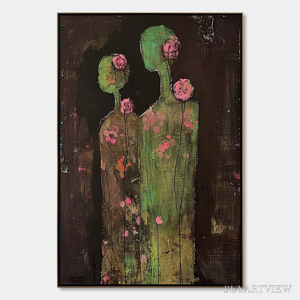 ARTOVITAS Blossom Shadows – Figurative Floral Portrait Painting - image 1