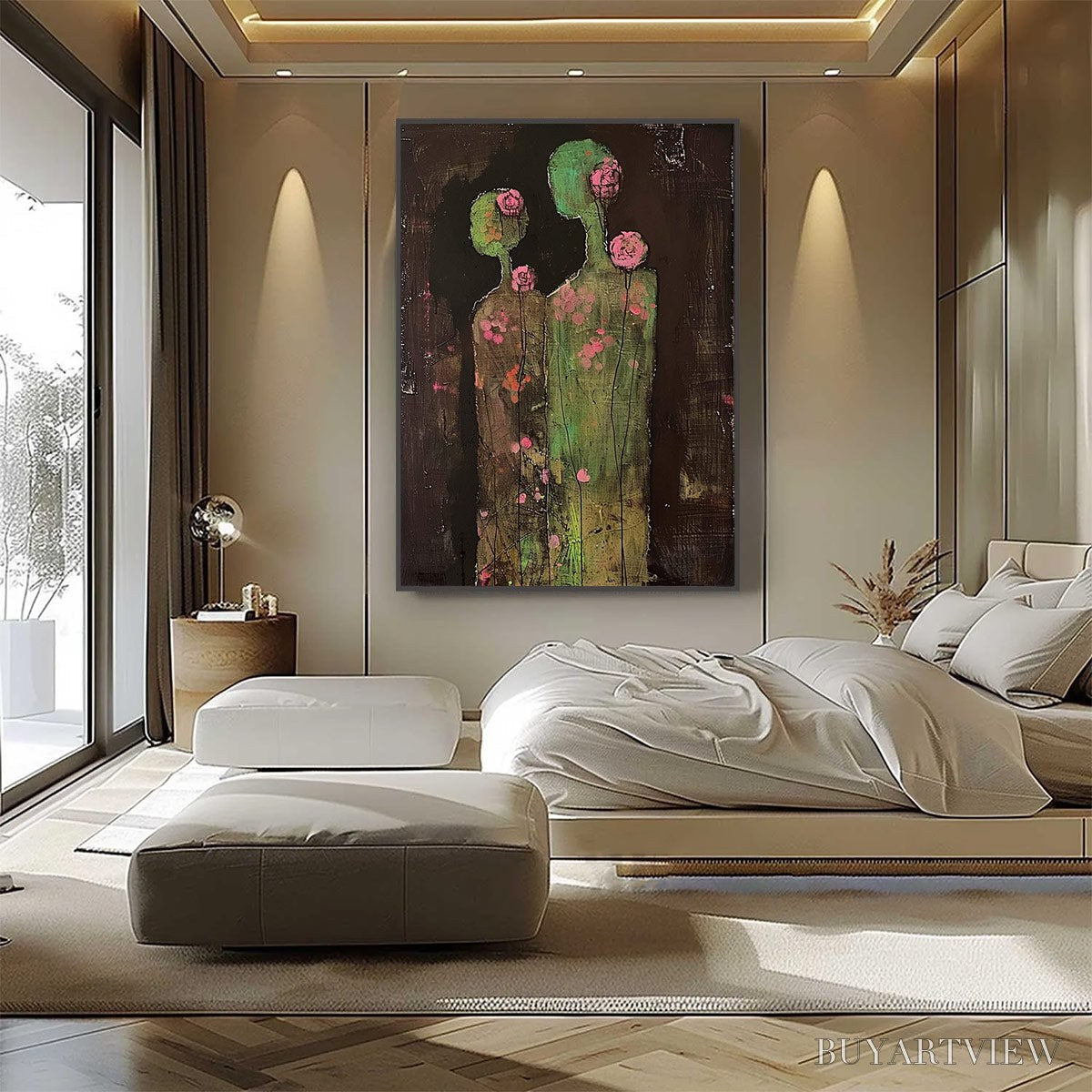 ARTOVITAS Blossom Shadows – Figurative Floral Portrait Painting - image 3