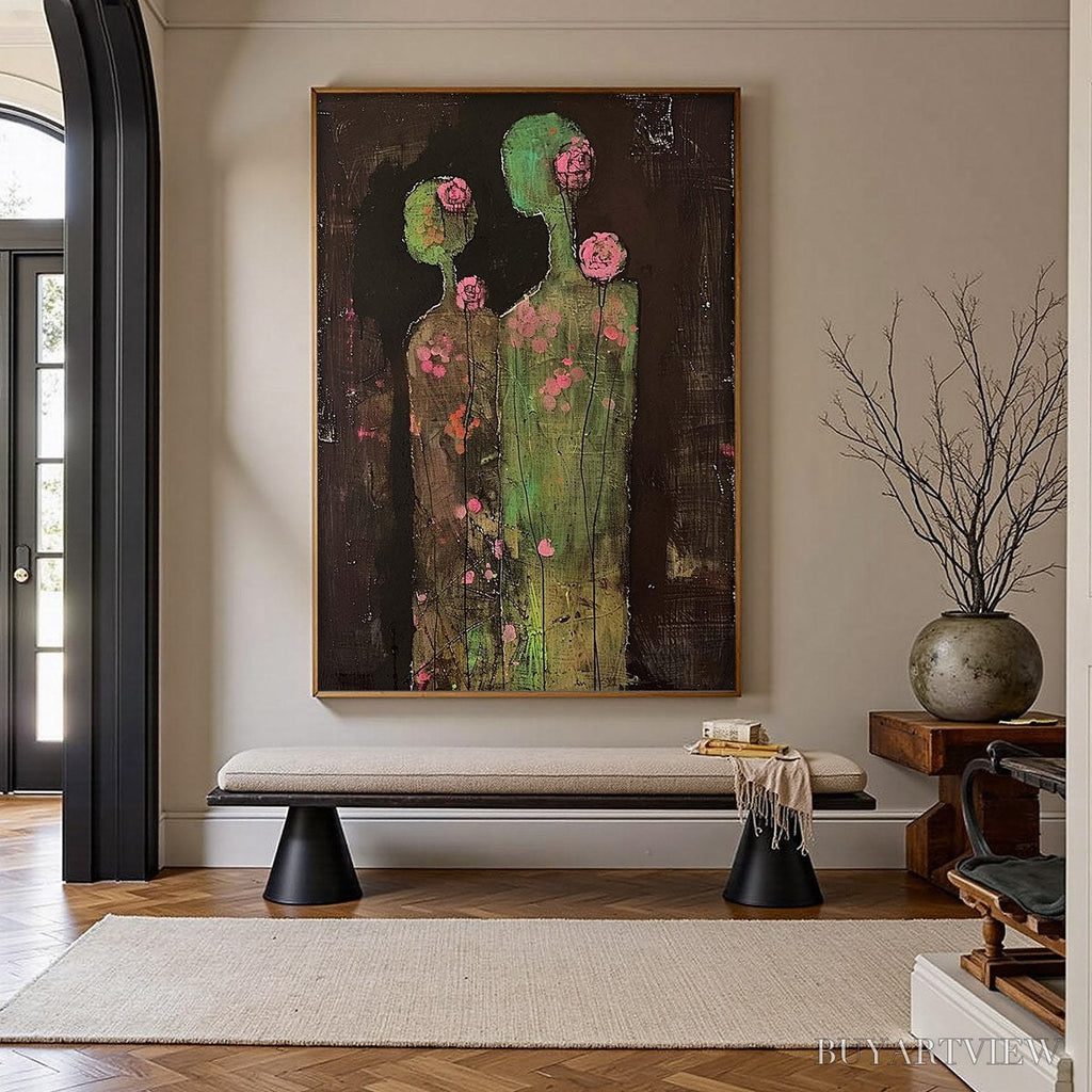 ARTOVITAS Blossom Shadows – Figurative Floral Portrait Painting - image 4