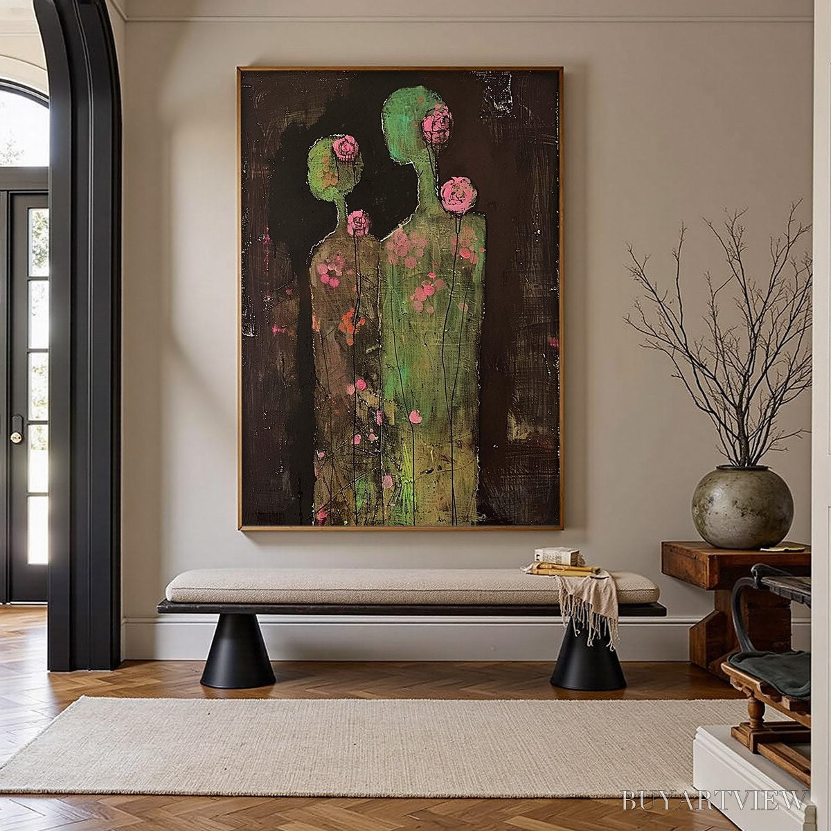 ARTOVITAS Blossom Shadows – Figurative Floral Portrait Painting - image 4