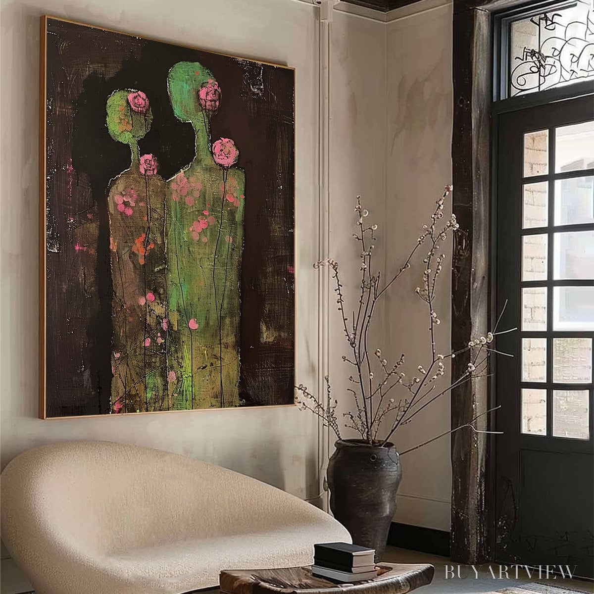 ARTOVITAS Blossom Shadows – Figurative Floral Portrait Painting - image 5