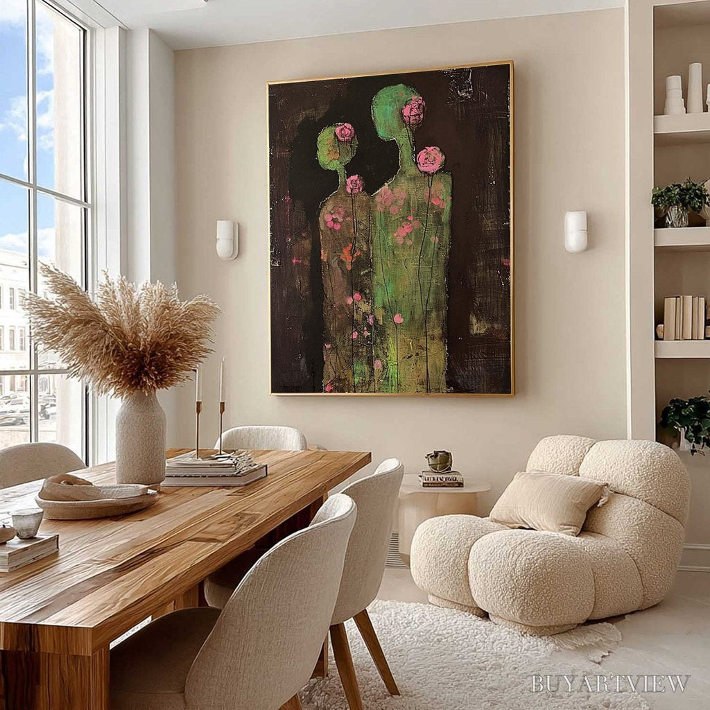 ARTOVITAS Blossom Shadows – Figurative Floral Portrait Painting - image 6
