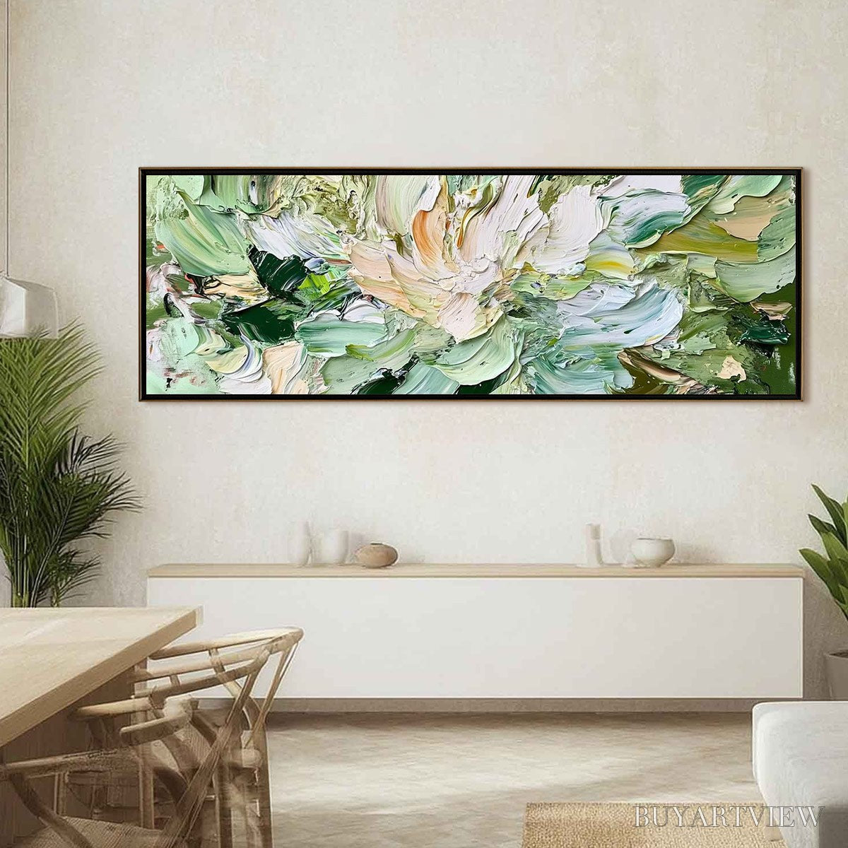 ARTOVITAS Verdant Bloom – Textured Abstract Floral Painting - image 2