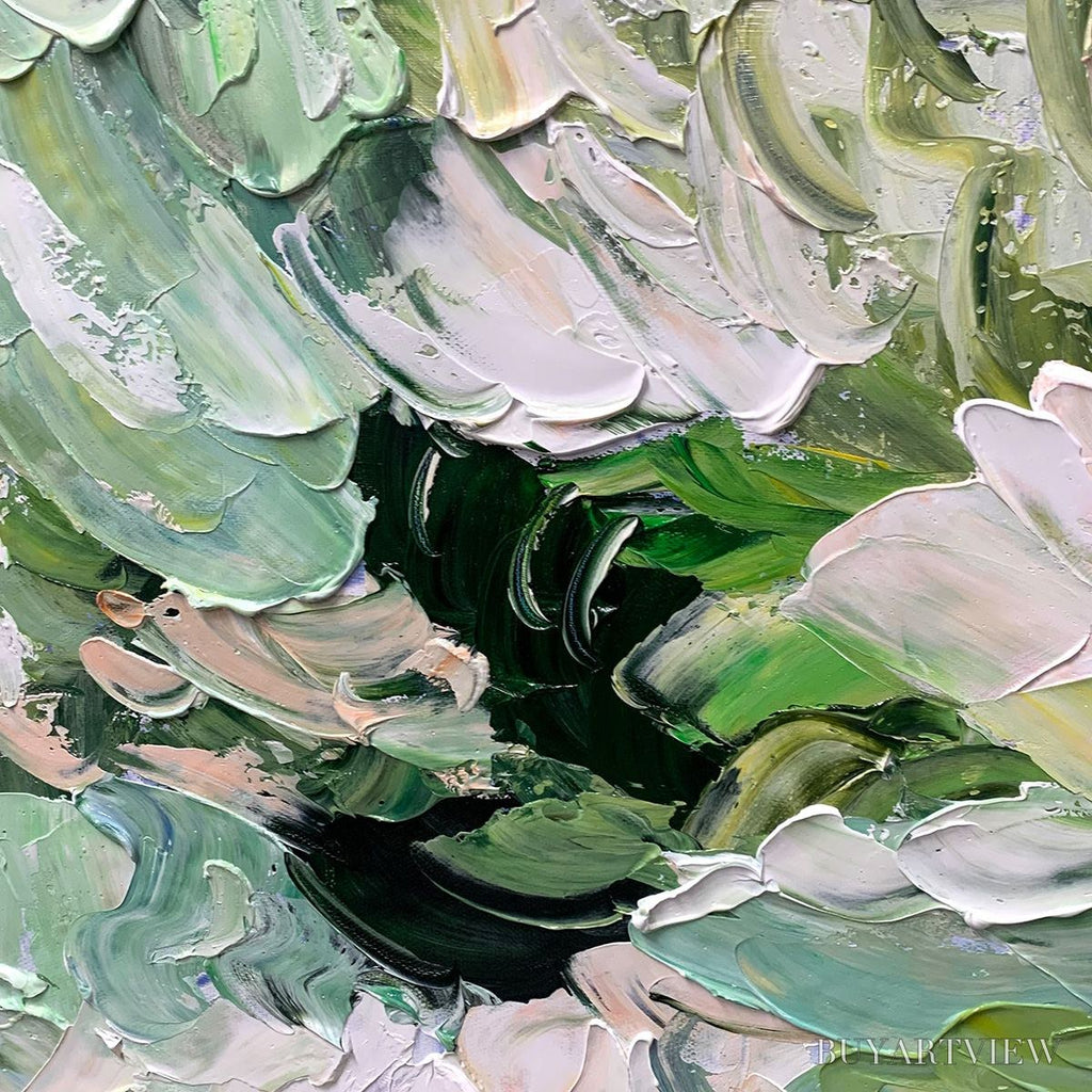 ARTOVITAS Verdant Bloom – Textured Abstract Floral Painting - image 3