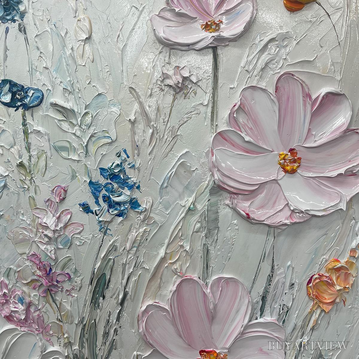 ARTOVITAS Wildflower Serenade – Textured Pastel Floral Meadow Painting - image 3