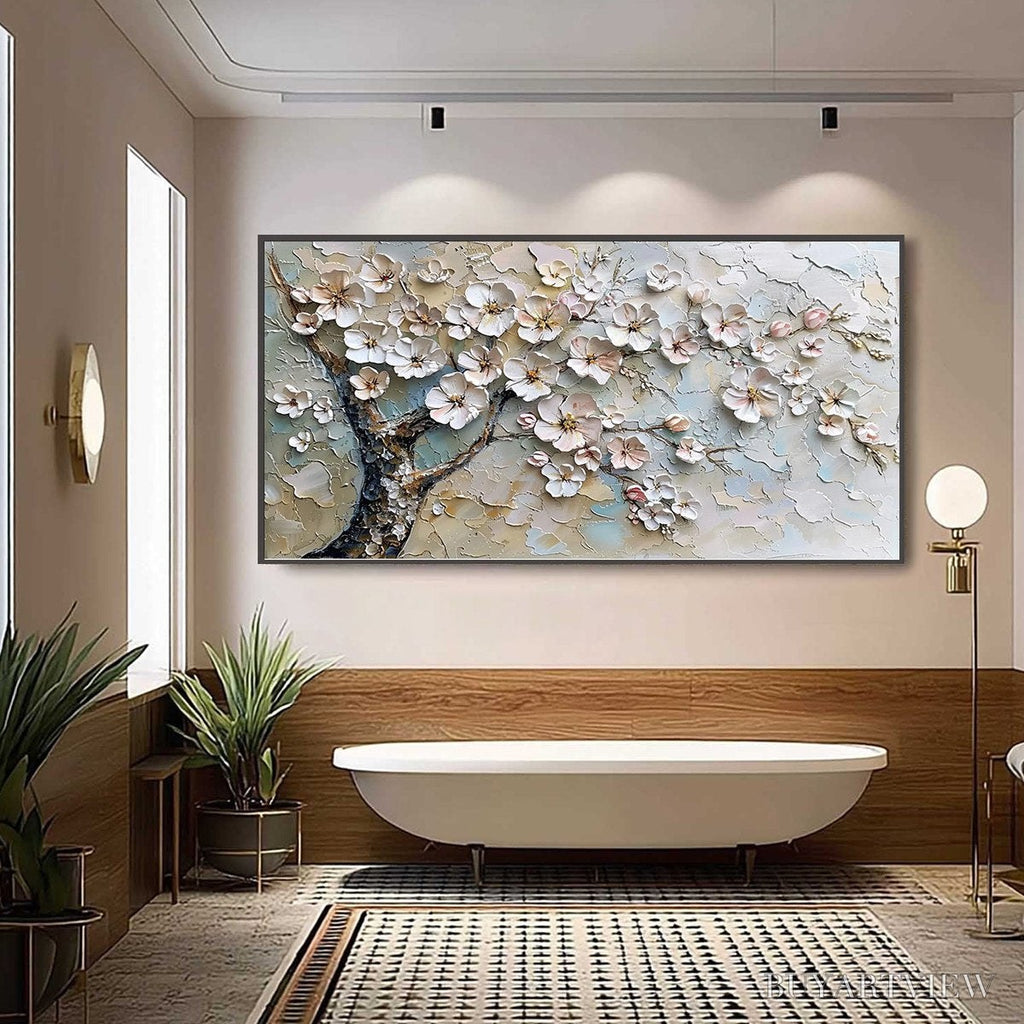 ARTOVITAS Blossom Serenade – Textured Impasto Cherry Blossom Painting - image 2
